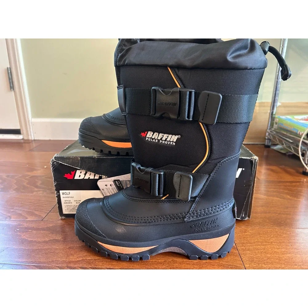 Baffin Wolf Mens Winter Boots Black Gold 4300-0015 Snow Cold Weather Size 9 NEW